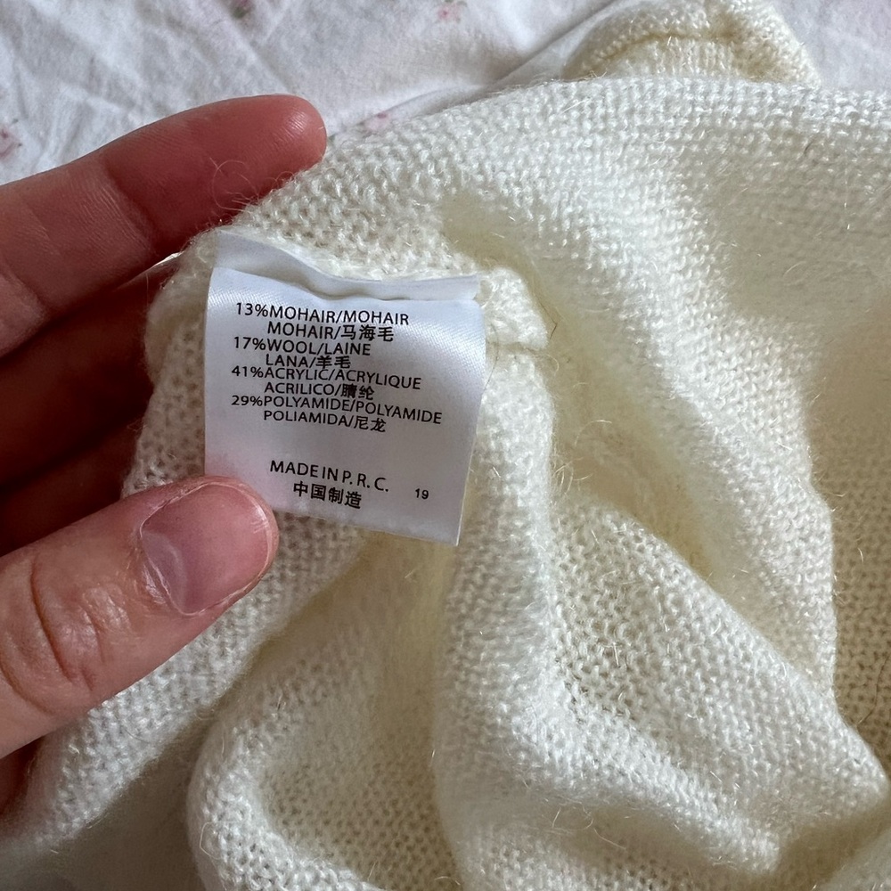 Brandy Melville Cream White Wool Blend Long Sleeve Sweater Top - Picture 4 of 5